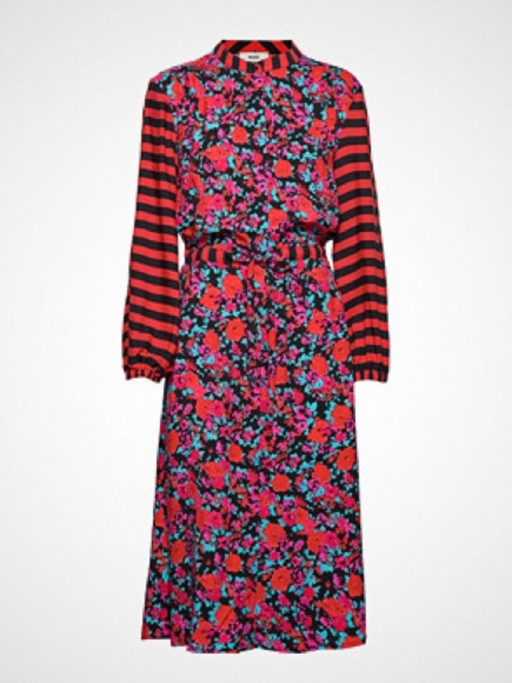 Mads Norgaard Super Flower Sacha Midi Dress Floral Stripe